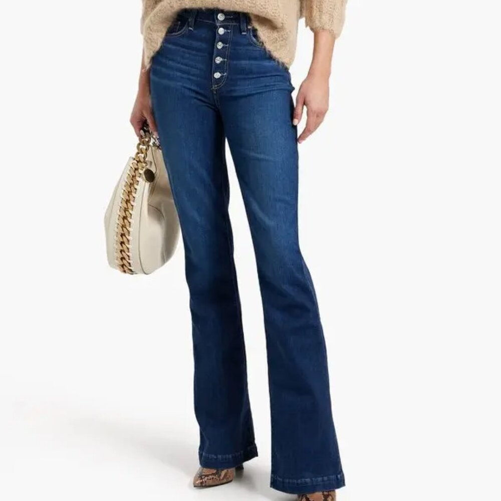 Paige Iconic High Rise Flare exposed button jeans - NWT